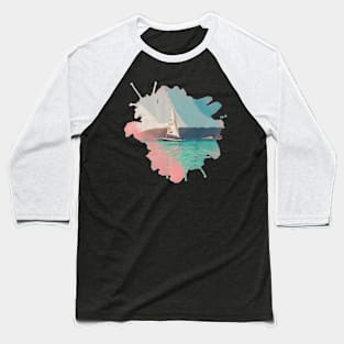 Boat Sea Aquarelle Baseball T-Shirt